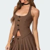 Palmer Plaid Bow Halter Top