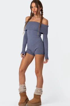 Pandorah Off Shoulder Knitted Romper