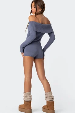 Pandorah Off Shoulder Knitted Romper