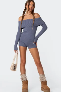 Pandorah Off Shoulder Knitted Romper