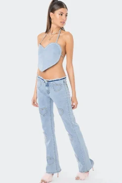 Pearly Heart Denim Top