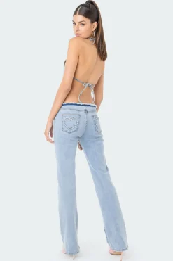Pearly Heart Denim Top