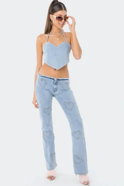 Pearly Heart Low-Rise Jeans