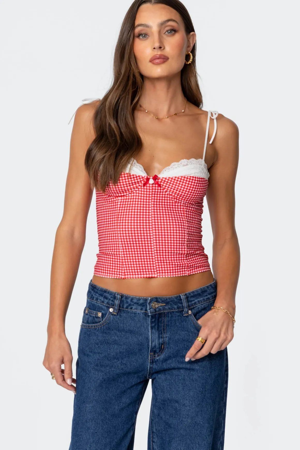 Peekaboo Lacey Gingham Corset