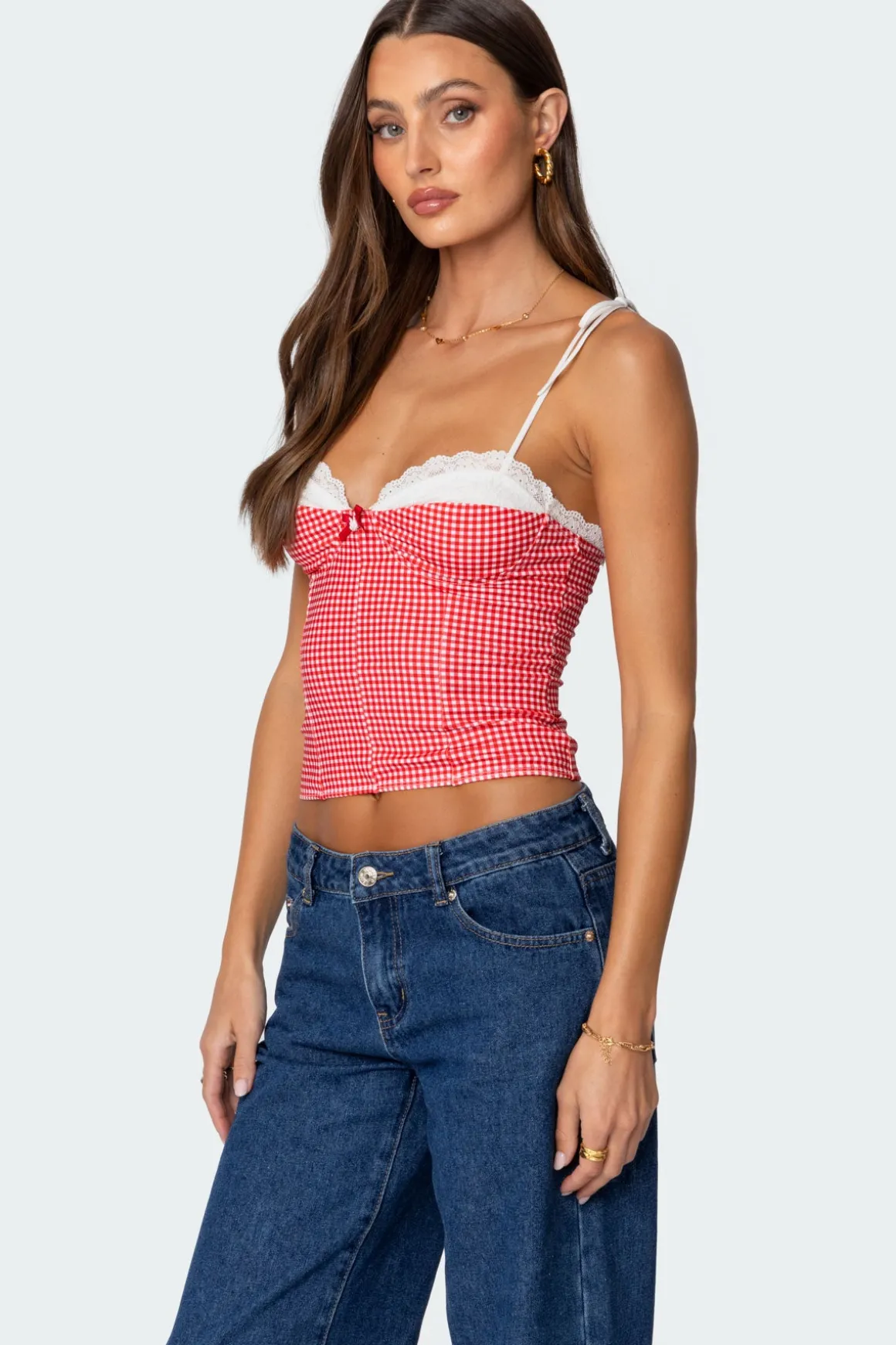 Peekaboo Lacey Gingham Corset
