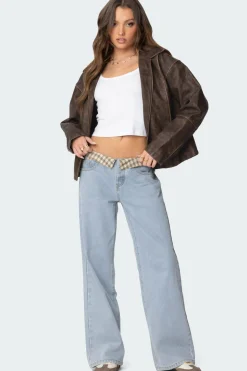 Peekaboo Plaid Low Rise Jeans