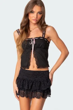Peony Split Front Lacey Top