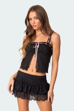 Peony Split Front Lacey Top