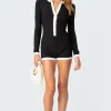 Pepper Contrast Ribbed Romper