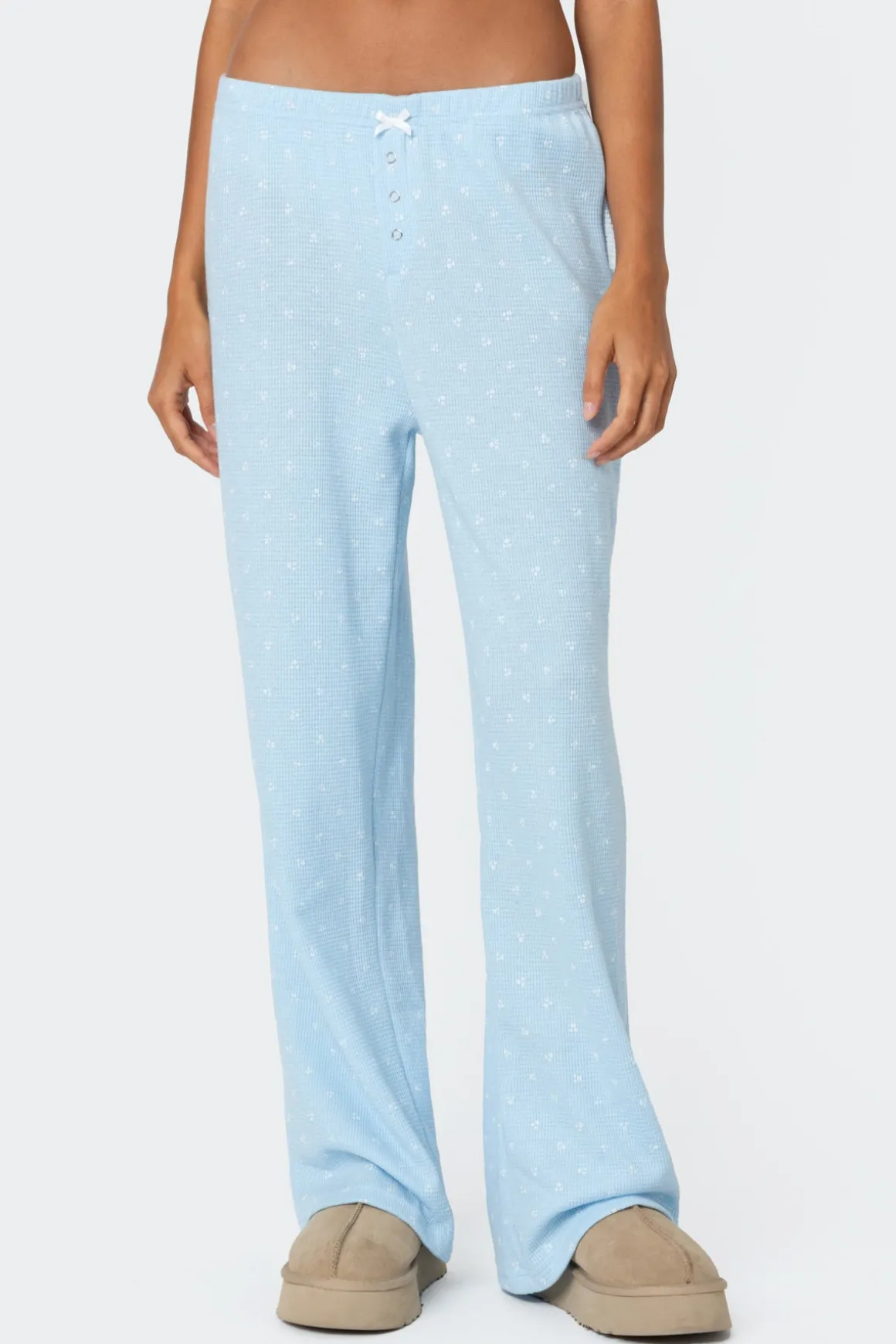 Petal Printed Waffle Pants
