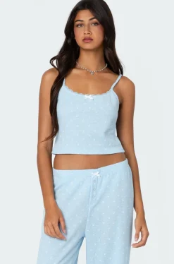 Petal Printed Waffle Tank Top