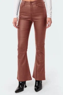 Petite Luna Faux Leather Flare Jeans