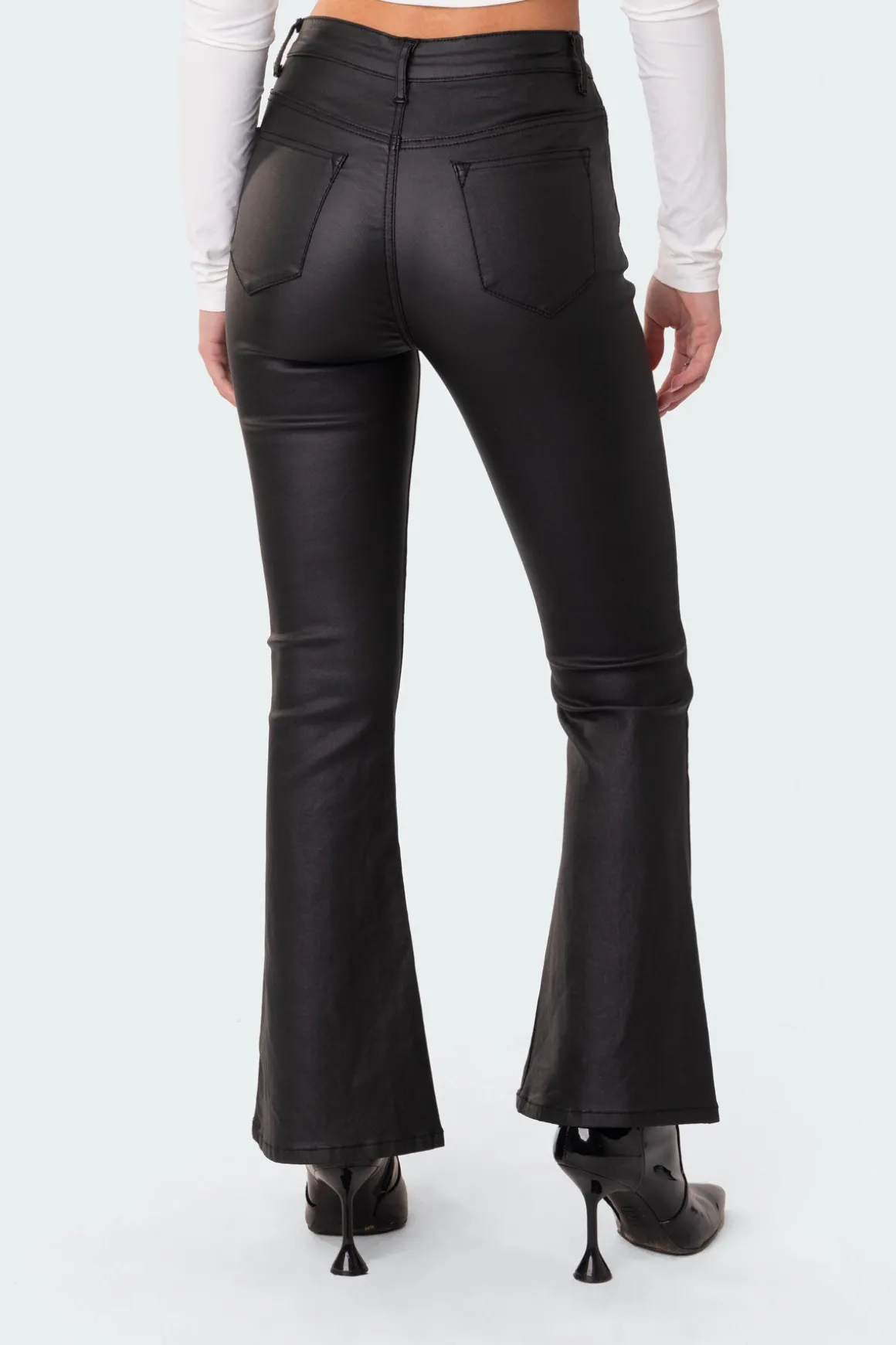 Petite Luna Faux Leather Flare Jeans