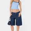 Pinstripe Denim Bermuda Shorts