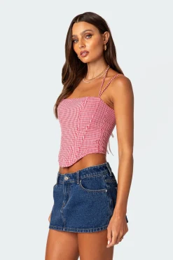 Pippa Gingham Lace Up Corset