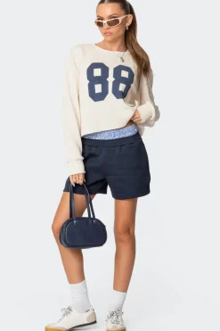 Plaid Boxer Detail Sweat Shorts