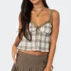 Plaid Lace Trim Tank Top