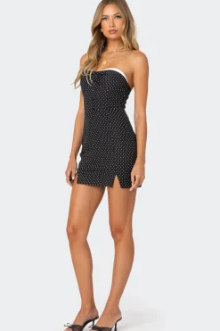 Polka Girl Button Front Mini Dress