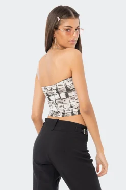 Printed Strapless Tube Top