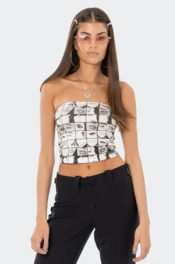 Printed Strapless Tube Top