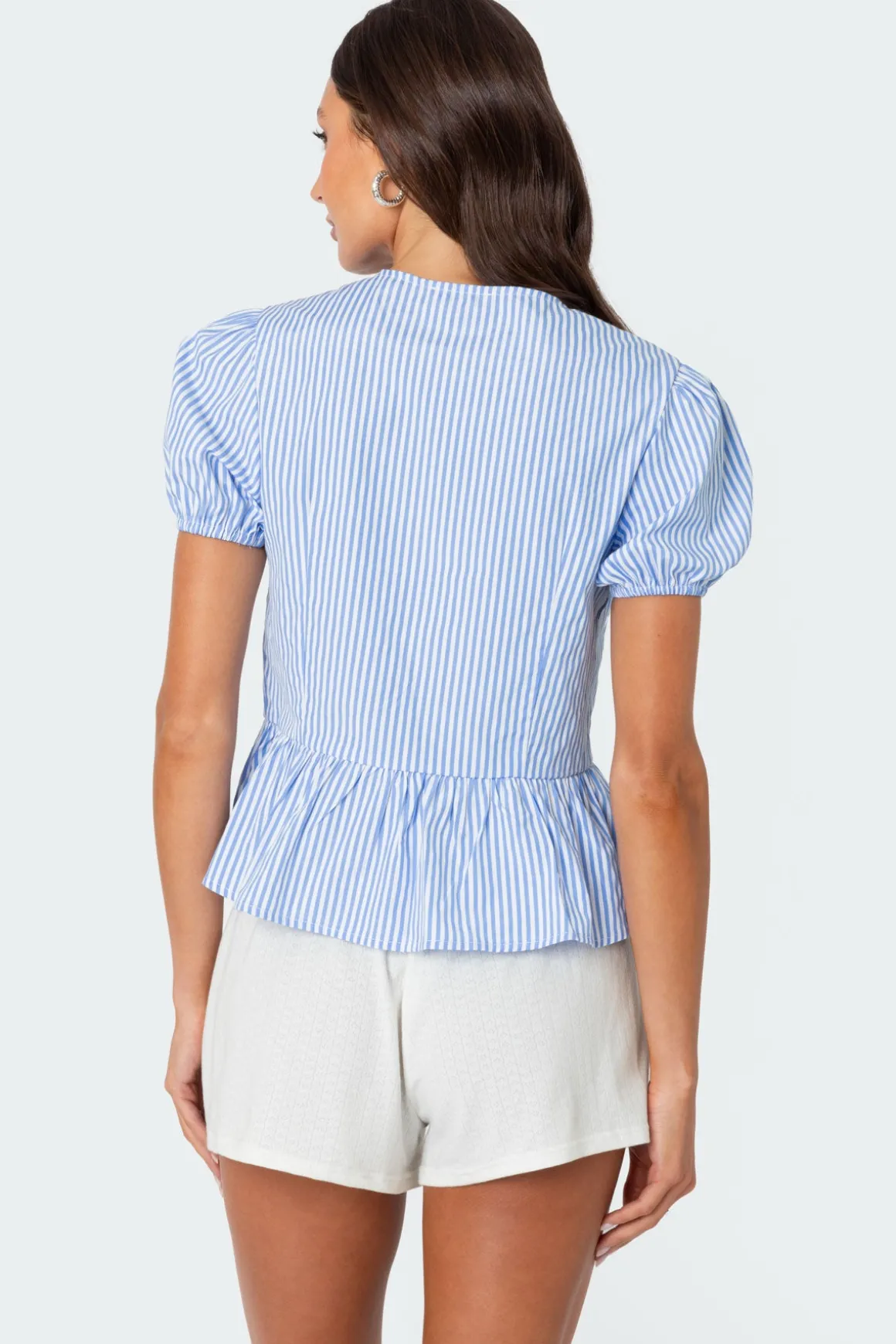Puffed Sleeve Tie Front Top