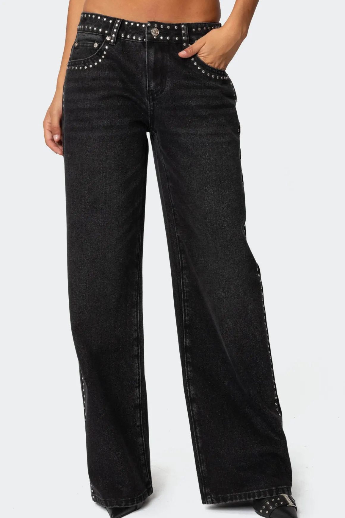 Quincy Studded Low Rise Jeans