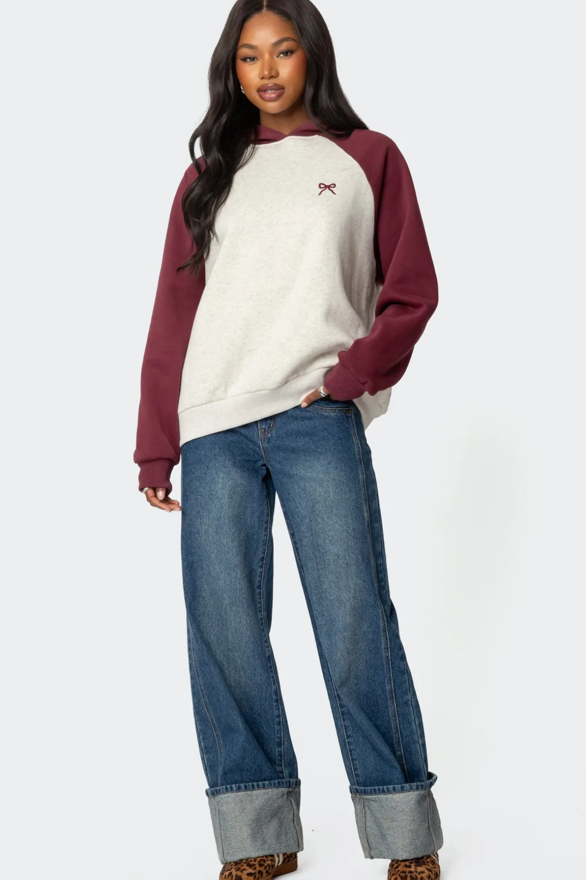 Raglan Bow Oversized Hoodie