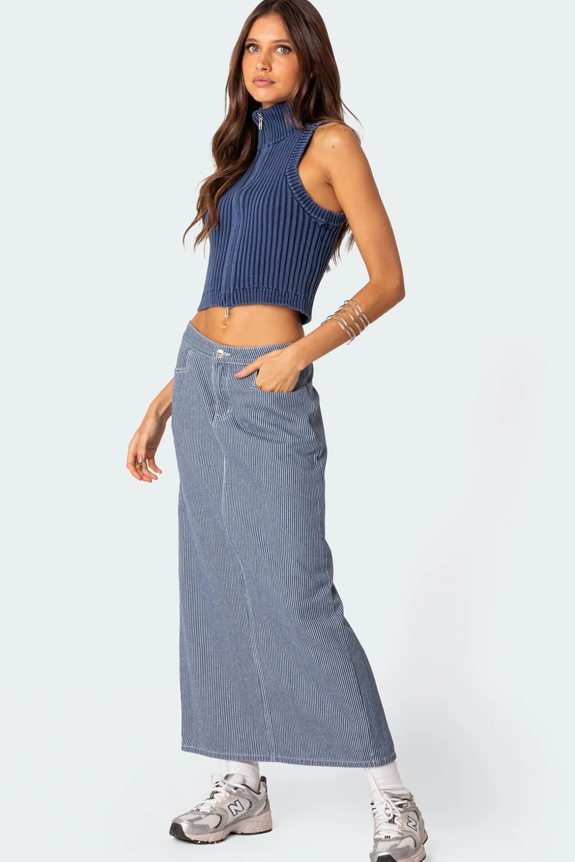 Railroad Denim Maxi Skirt