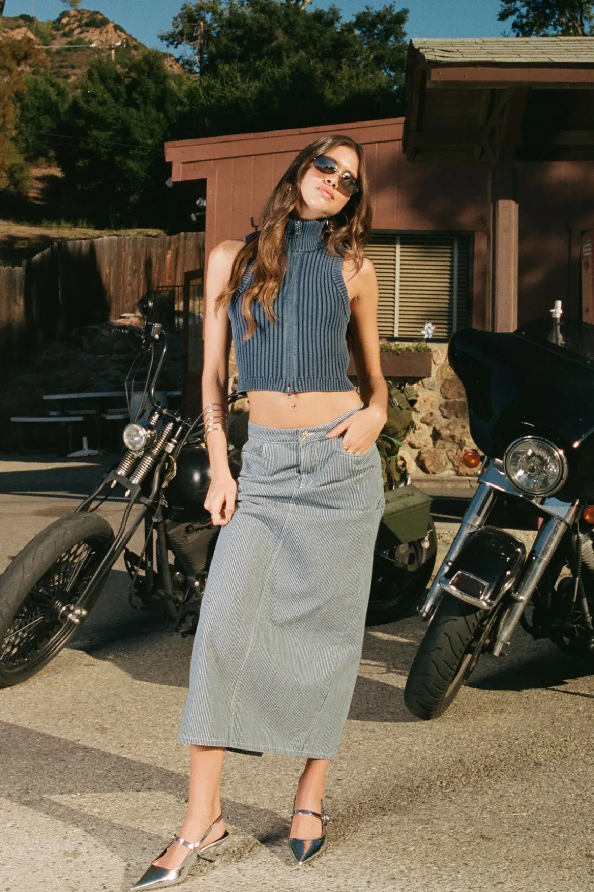 Railroad Denim Maxi Skirt