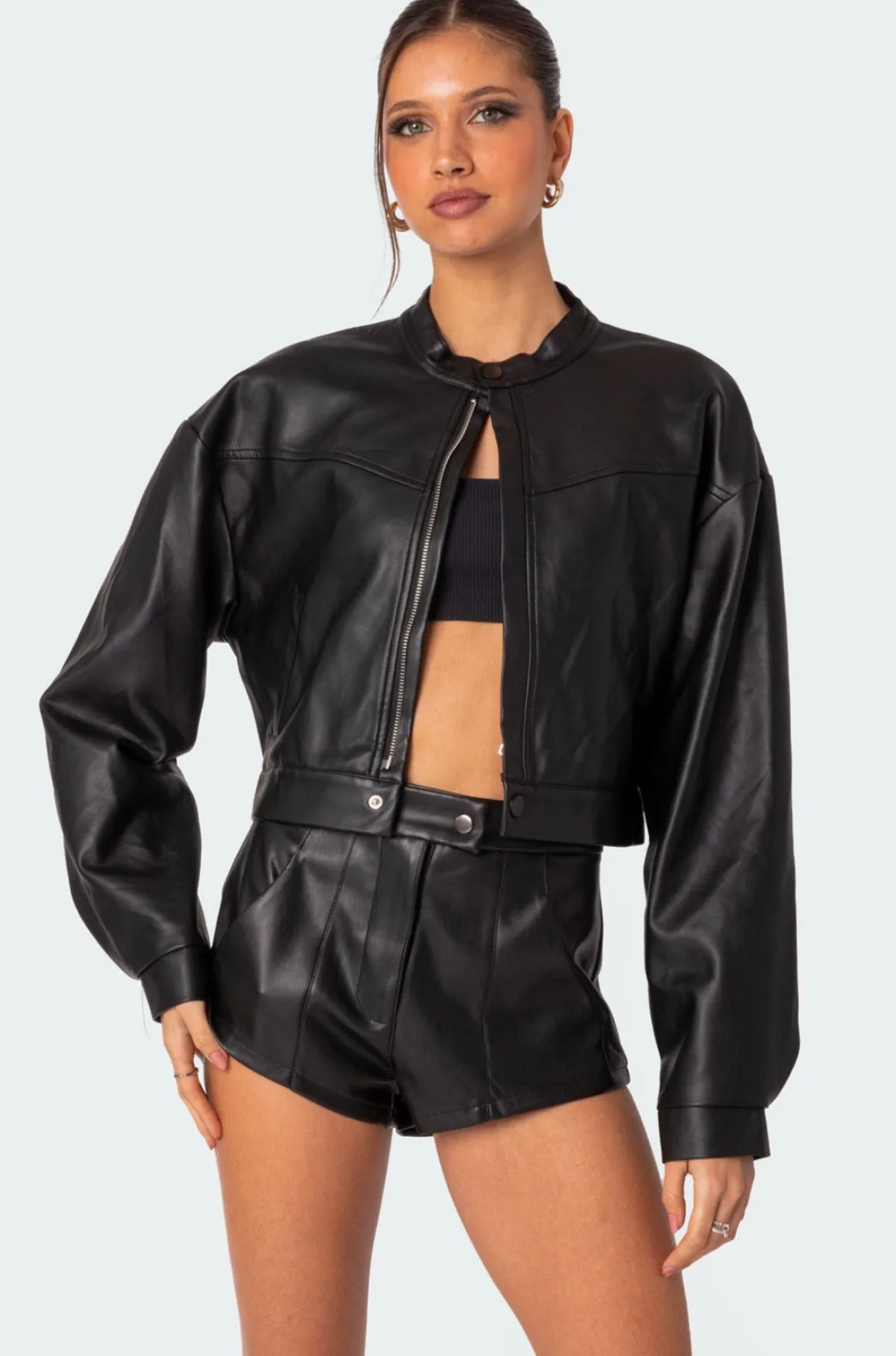 Ramona Faux Leather Cropped Jacket