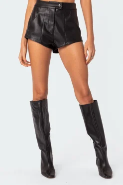 Ramona High Rise Faux Leather Micro Shorts