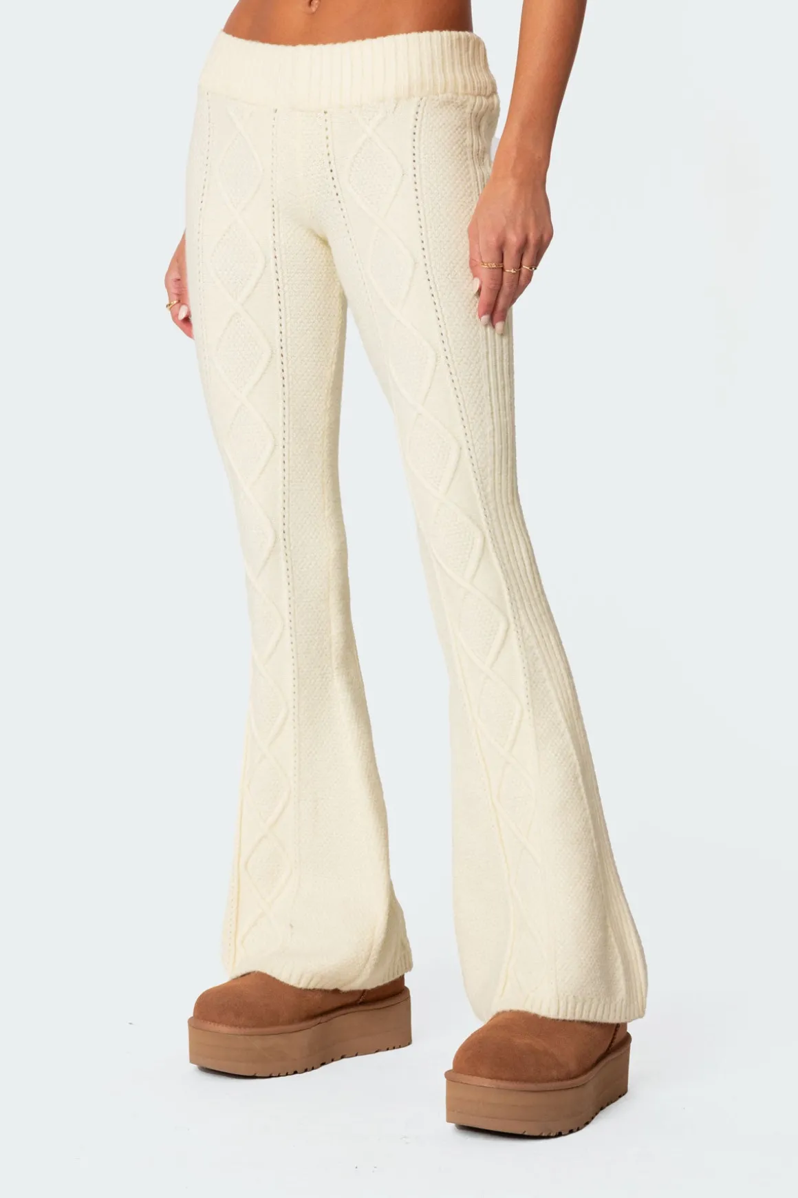 Ray Cable Knit Flared Pants