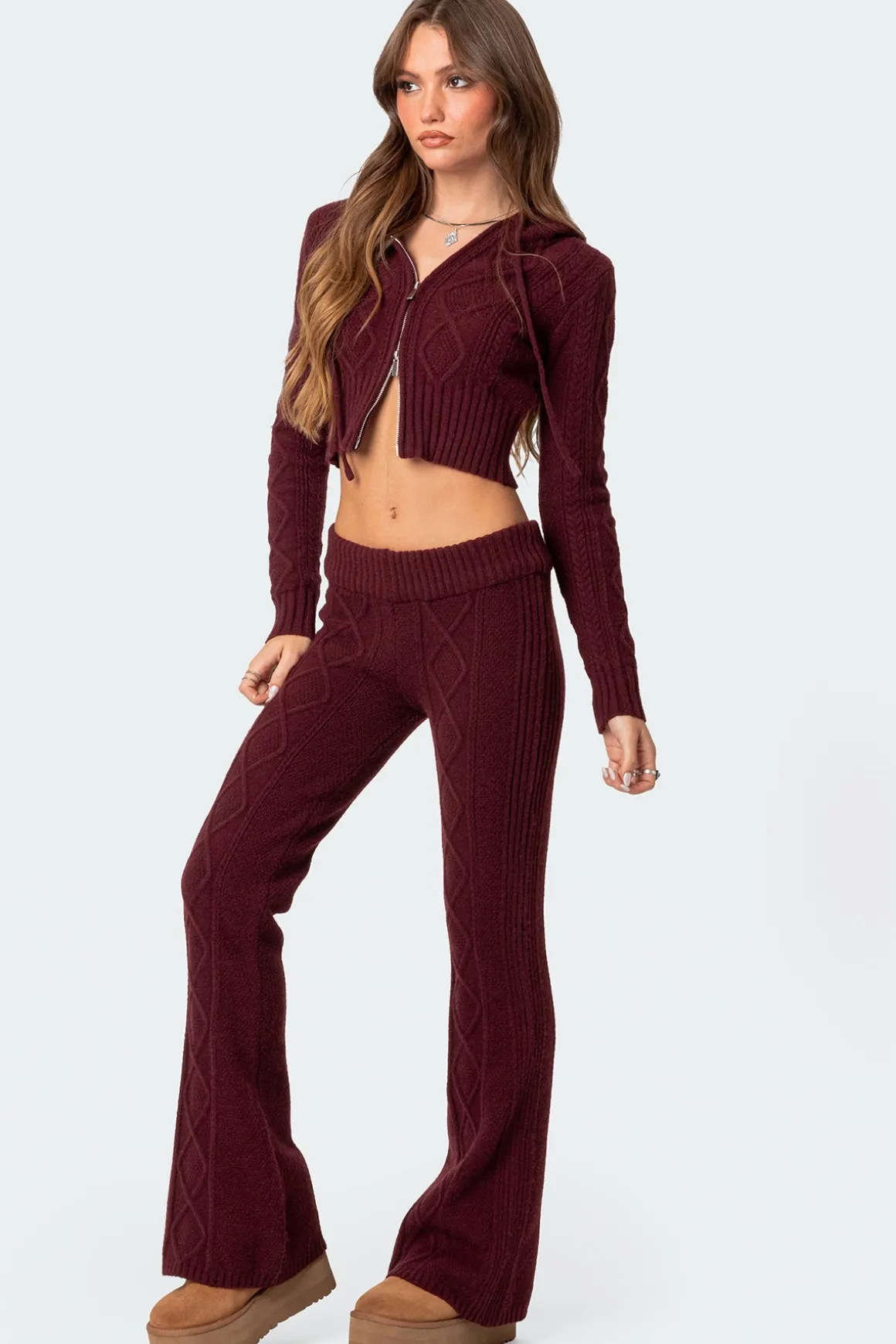 Ray Cable Knit Hooded Cardigan