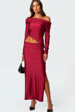 Reema Shiny Slit Maxi Skirt