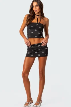 Rhinestone Bow Tube Top