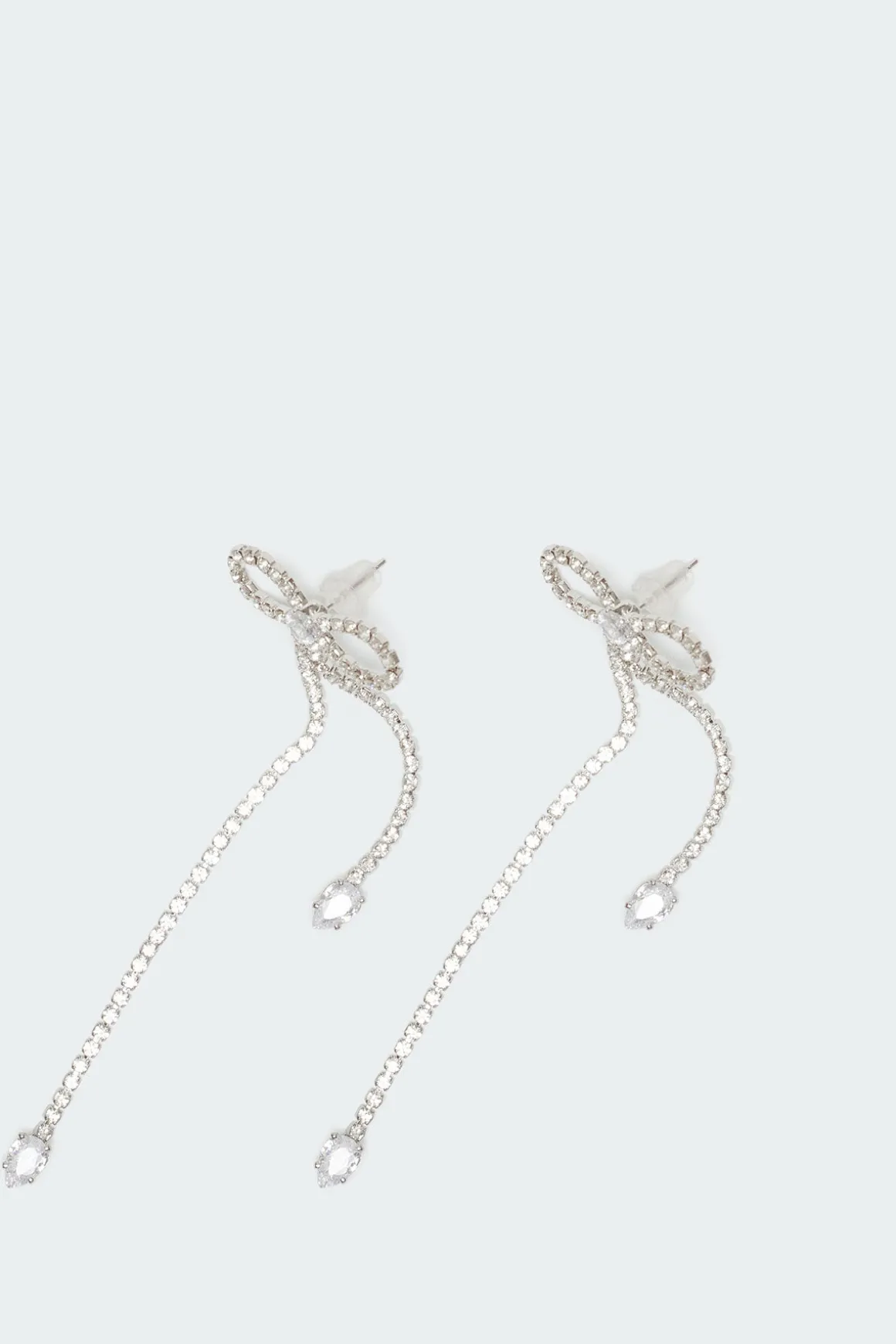 Rhinestone Dangling Bow Earrings