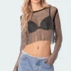 Rhinestone Fishnet Crop Top