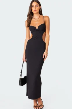 Ribbed Cut Out Cupped Maxi Dress