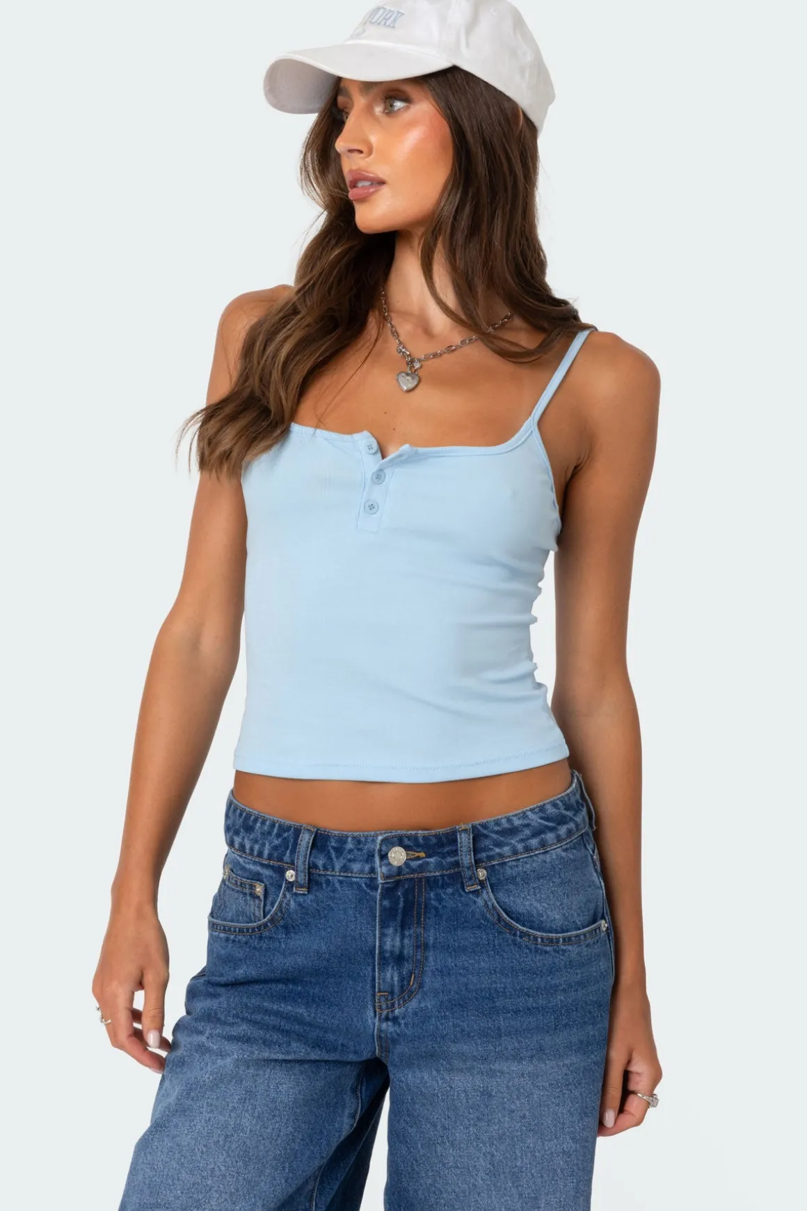 Ribbed Henley Tank Top
