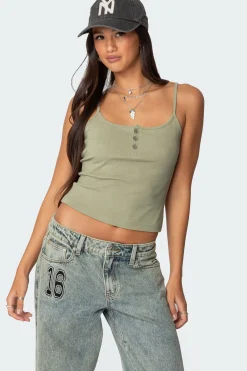 Ribbed Henley Tank Top