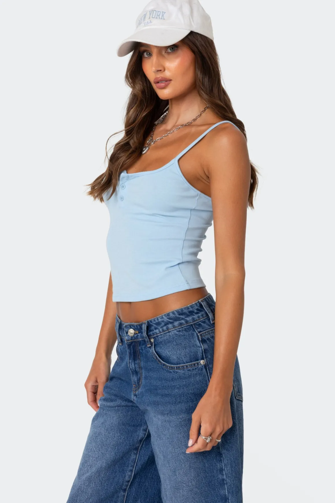 Ribbed Henley Tank Top