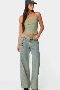 Ribbed Henley Tank Top