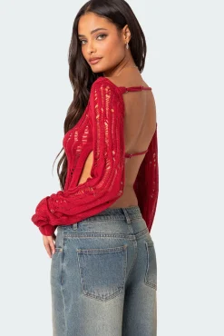 Rosa Open Back Sheer Knit Top