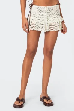 Ruffled Crochet Mini Skirt