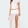 Ruffled Sheer Lace Maxi Skort
