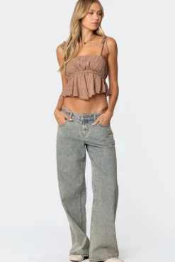 Rylie Textured Chiffon Flare Top