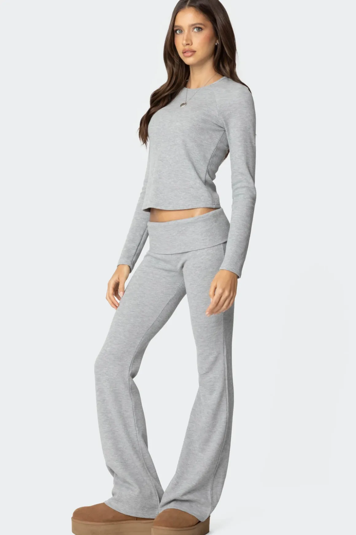 Sab Fold Over Waffle Knit Pants