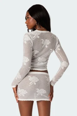 Saga Embroidered Sheer Knit Top