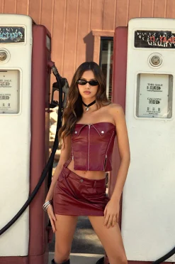 Sam Faux Leather Zip Corset