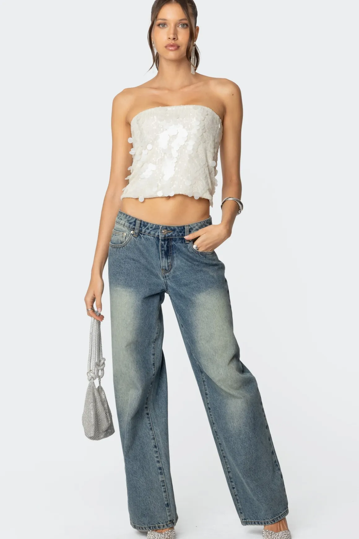 Samara Sequin Strapless Top